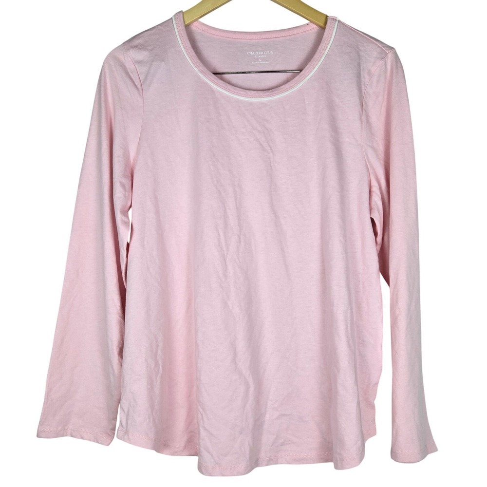 Charter Club Intimates Pink Long Sleeve Pajama Top Large 100210583MS